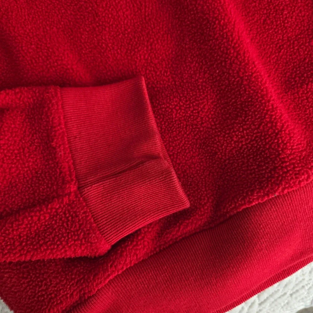 Polo Ralph Lauren Mens Red Fleece Quarter Zip Pullover Navy Pocket Y2K